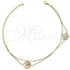 Pulsera Elegante 03.100.0008 Oro Laminado, Diseño de Flor, con Blanca Micro Pave, Pulido, Tono Dorado (05 MM Thickness, 7 Inches Length)