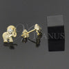 Arete Dormilona 02.09.0050 Oro Laminado, Diseño de Elefante, con Blanca Zirconia Cubica, Pulido, Tono Dorado