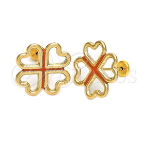 Arete Dormilona 02.09.0051 Oro Laminado, Diseño de Corazón, Esmaltado, Tono Dorado