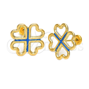 Arete Dormilona 02.09.0052 Oro Laminado, Diseño de Corazón, Esmaltado, Tono Dorado