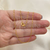 Gargantilla Basica 04.09.0003.16 Oro Laminado, Diseño de Bola, Pulido, Tono Dorado (01 MM Thickness, 16 Inches Length)