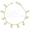 Pulsera de Dije 03.09.0033.07 Oro Laminado, Diseño de Estrella, Pulido, Tono Dorado (03 MM Thickness, 7 Inches Length)
