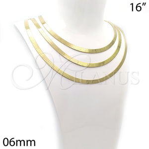 Gargantilla Basica 04.63.1166.16 Oro Laminado, Diseño de Herringbone, Pulido, Tono Dorado (06 MM Thickness, 16 Inches Length)