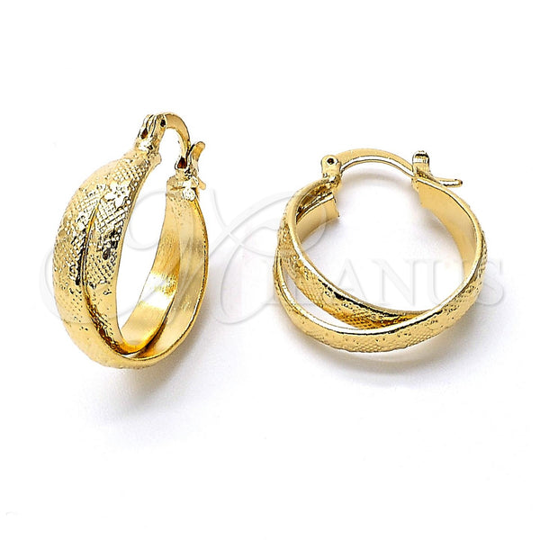 Argolla Pequeña 5.146.014.1 Oro Laminado, Diseño de Torcido y Flor, Diamantado, Tono Dorado