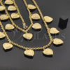 Collar, Pulsera y Tobillera 06.63.0152 Oro Laminado, Diseño de Corazón, Pulido, Tono Dorado