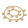 Collar y Pulsera 06.63.0153 Oro Laminado, Diseño de Corazón, Pulido, Tono Dorado