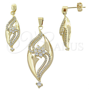 Juego de Arete y Dije de Adulto 10.166.0007 Oro Laminado, con Blanca Zirconia Cubica, Pulido, Tono Dorado