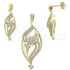 Juego de Arete y Dije de Adulto 10.166.0007 Oro Laminado, con Blanca Zirconia Cubica, Pulido, Tono Dorado