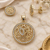 Juego de Arete y Dije de Adulto 10.156.0045 Oro Laminado, con Micro Pave Blanca, Pulido, Tono Dorado