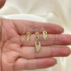 Juego de Arete y Dije de Adulto 10.156.0014 Oro Laminado, con Blanca Micro Pave, Pulido, Tono Dorado