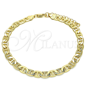 Tobillera Básica 5.222.023.10 Oro Laminado, Diseño de Mariner, Pulido, Tono Dorado (160 Gauge, 07 MM Thickness, 10 Inches Length)