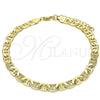 Tobillera Básica 5.222.023.10 Oro Laminado, Diseño de Mariner, Pulido, Tono Dorado (160 Gauge, 07 MM Thickness, 10 Inches Length)