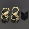 Argolla Mediana 5.147.001.1 Oro Laminado, Diseño de Torcido y Llave Griega, Diamantado, Tono Dorado