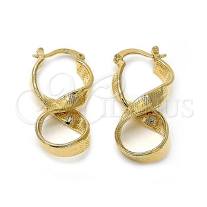 Argolla Mediana 5.147.001.1 Oro Laminado, Diseño de Torcido y Llave Griega, Diamantado, Tono Dorado