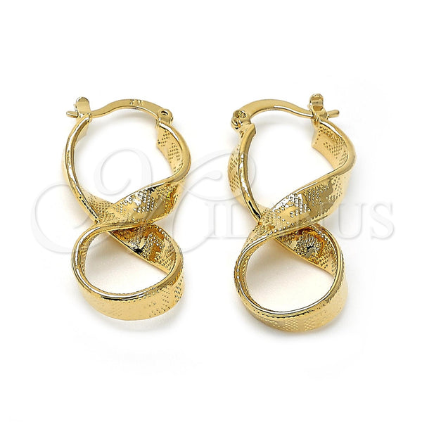 Argolla Mediana 5.147.001.1 Oro Laminado, Diseño de Torcido y Llave Griega, Diamantado, Tono Dorado