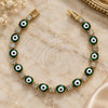 Pulsera Elegante 03.63.1132 Oro Laminado, Diseño de Ojo Griego, con Opal Verde y Zirconia Cubica Blanca, Pulido, Tono Dorado (Grosor 07 MM, 8 Pulgadas de Largo)