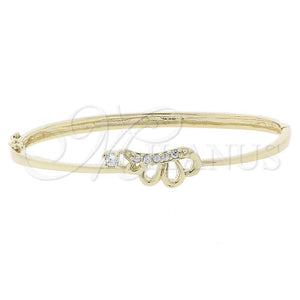 Aro Individual 07.156.0011 Oro Laminado, Diseño de Mariposa, con Blanca Zirconia Cubica, Pulido, Tono Dorado (08 MM Thickness, Size 4 (2.25 Diameter))