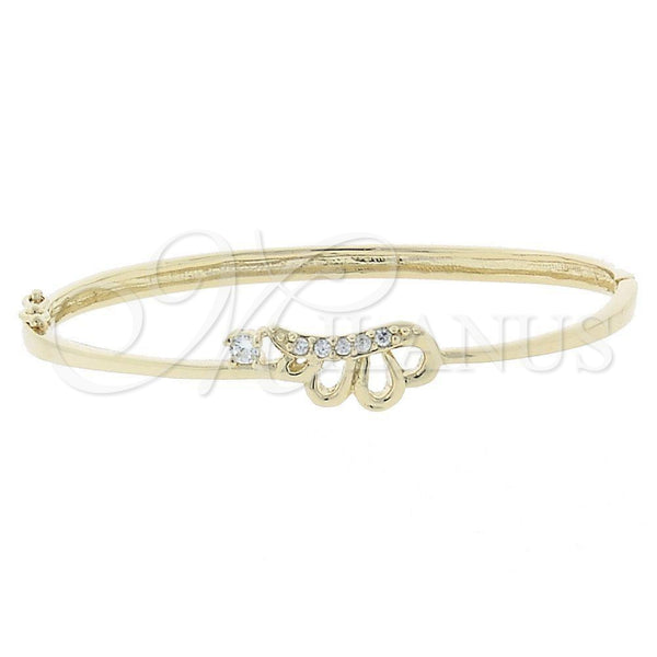 Aro Individual 07.156.0011 Oro Laminado, Diseño de Mariposa, con Blanca Zirconia Cubica, Pulido, Tono Dorado (08 MM Thickness, Size 4 (2.25 Diameter))