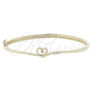 Aro Individual 07.156.0014 Oro Laminado, Diseño de Corazón, con Blanca Cristal, Pulido, Tono Dorado (08 MM Thickness, Size 5 (2.50 Diameter))