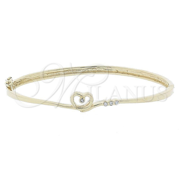 Aro Individual 07.156.0014 Oro Laminado, Diseño de Corazón, con Blanca Cristal, Pulido, Tono Dorado (08 MM Thickness, Size 5 (2.50 Diameter))