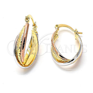 Argolla Mediana 5.156.025.1 Oro Laminado, Diseño de Torcido, Diamantado, Tres Tonos