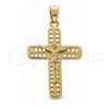 Dije Religioso 5.188.011.1 Oro Laminado, Diseño de Crucifijo, Pulido, Tono Dorado