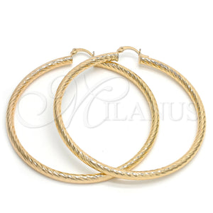 Argolla Extra Grande 5.139.008.70 Oro Laminado, Diseño de Hueco, Diamantado, Tono Dorado