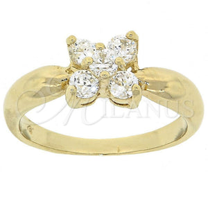 Anillo Multi Piedra 5.166.016.08 Oro Laminado, Diseño de Flor, con Blanca Zirconia Cubica, Pulido, Tono Dorado (Size 8)