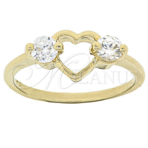 Anillo Multi Piedra 5.167.031.09 Oro Laminado, Diseño de Corazón, con Blanca Zirconia Cubica, Pulido, Tono Dorado (Size 9)