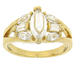 Anillo Multi Piedra 5.167.029.09 Oro Laminado, con Blanca Opal and Blanca Zirconia Cubica, Pulido, Tono Dorado (Size 9)