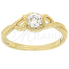 Anillo Multi Piedra 5.166.023.07 Oro Laminado, Diseño de Solitario, con Blanca Zirconia Cubica, Pulido, Tono Dorado (Size 7)