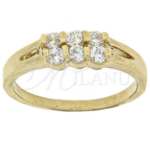 Anillo Multi Piedra 5.167.027.08 Oro Laminado, con Blanca Zirconia Cubica, Pulido, Tono Dorado (Size 8)