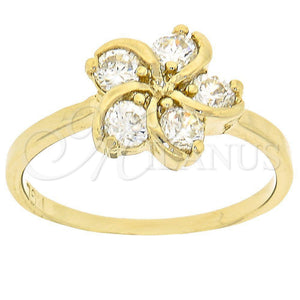 Anillo Multi Piedra 5.167.032.07 Oro Laminado, Diseño de Flor, con Blanca Zirconia Cubica, Pulido, Tono Dorado (Size 7)