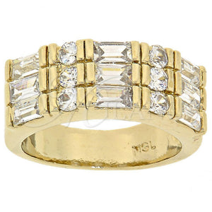 Anillo Multi Piedra 5.054.015.09 Oro Laminado, con Blanca Zirconia Cubica, Pulido, Tono Dorado (Size 9)