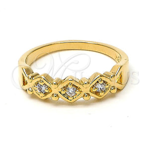 Anillo Multi Piedra 5.174.023.07 Oro Laminado, con Blanca Zirconia Cubica, Pulido, Tono Dorado (Size 7)