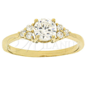 Anillo Multi Piedra 5.166.035.07 Oro Laminado, Diseño de Flor, con Blanca Zirconia Cubica, Pulido, Tono Dorado (Size 7)