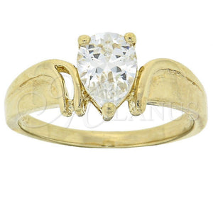 Anillo Multi Piedra 5.166.006.08 Oro Laminado, Diseño de Solitario y Gota, con Blanca Zirconia Cubica, Pulido, Tono Dorado (Size 8)