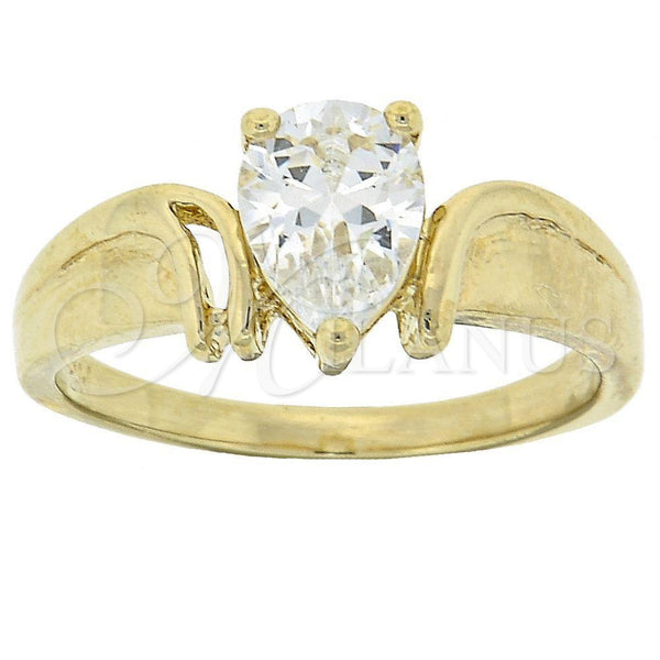 Anillo Multi Piedra 5.166.006.08 Oro Laminado, Diseño de Solitario y Gota, con Blanca Zirconia Cubica, Pulido, Tono Dorado (Size 8)