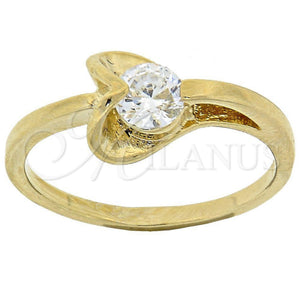Anillo Multi Piedra 5.166.029.08 Oro Laminado, Diseño de Corazón, con Blanca Zirconia Cubica, Pulido, Tono Dorado (Size 8)