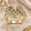Anillo Multi Piedra 5.054.014.08 Oro Laminado, Diseño de Baguette, con Zirconia Cubica Blanca, Pulido, Tono Dorado (Tamaño 8)