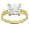 Anillo Elegante 5.167.022.08 Oro Laminado, con Blanca Zirconia Cubica, Pulido, Tono Dorado (Size 8)