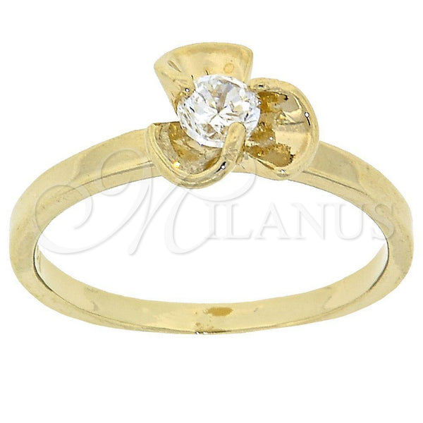 Anillo Multi Piedra 5.166.025.07 Oro Laminado, Diseño de Flor, con Blanca Zirconia Cubica, Pulido, Tono Dorado (Size 7)