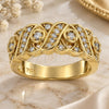 Anillo Multi Piedra 5.166.010.09 Oro Laminado, Diseño de Besos y Abrazos, con Zirconia Cubica Blanca, Pulido, Tono Dorado (Tamaño 9)