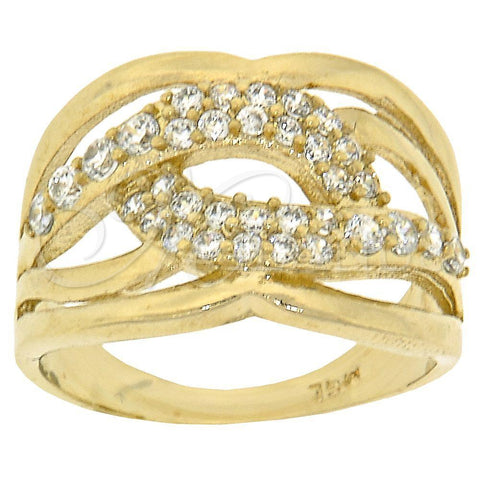 Anillo Multi Piedra 5.173.008.09 Oro Laminado, Diseño de Torcido, con Blanca Zirconia Cubica, Pulido, Tono Dorado (Size 9)