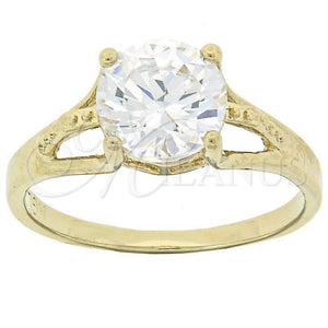 Anillo Multi Piedra 5.167.028.09 Oro Laminado, Diseño de Solitario, con Blanca Zirconia Cubica, Pulido, Tono Dorado (Size 9)
