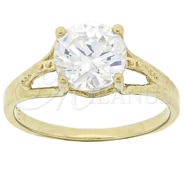 Anillo Multi Piedra 5.167.028.09 Oro Laminado, Diseño de Solitario, con Blanca Zirconia Cubica, Pulido, Tono Dorado (Size 9)
