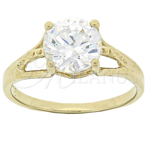 Anillo Multi Piedra 5.167.028.09 Oro Laminado, Diseño de Solitario, con Blanca Zirconia Cubica, Pulido, Tono Dorado (Size 9)