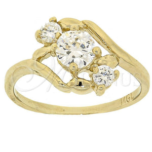 Anillo Multi Piedra 5.165.018.09 Oro Laminado, con Blanca Zirconia Cubica, Pulido, Tono Dorado (Size 9)