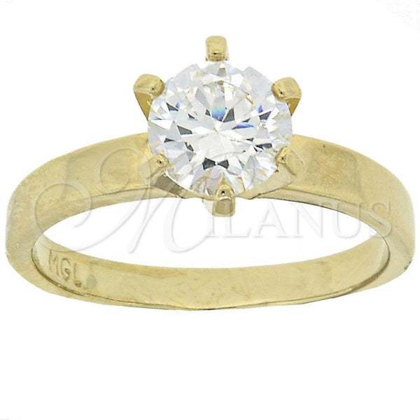 Anillo Multi Piedra 5.164.011.08 Oro Laminado, con Blanca Zirconia Cubica, Pulido, Tono Dorado (Size 8)