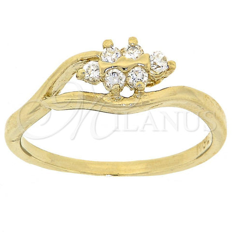 Anillo Multi Piedra 5.165.027.07 Oro Laminado, con Blanca Zirconia Cubica, Pulido, Tono Dorado (Size 7)